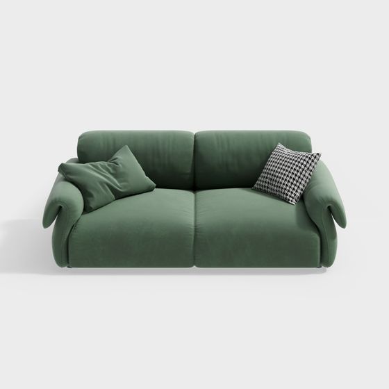Stylish Low-Poly Green Sofa 3D model