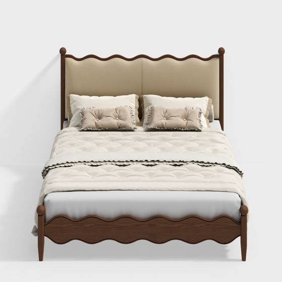 Elegant Wave Design Bed 3D model