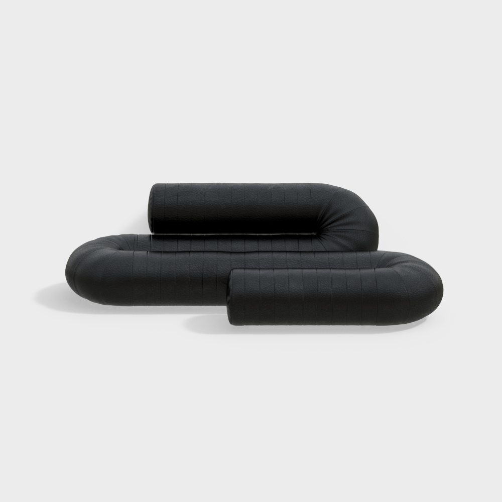 Minimalist living room Black multi-person sofa
