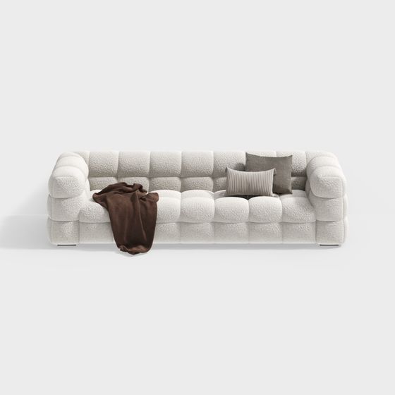 Modern White Multi-Person Sofa I-Shape for Lounge