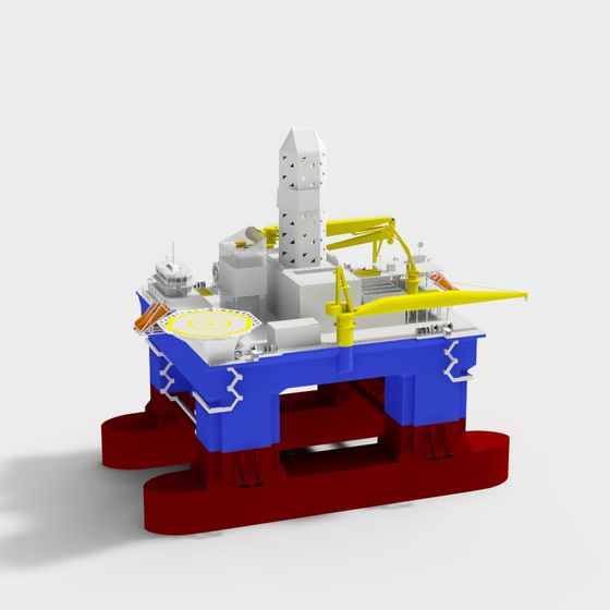 Low Poly Ocean Drilling Platform 3D Model
