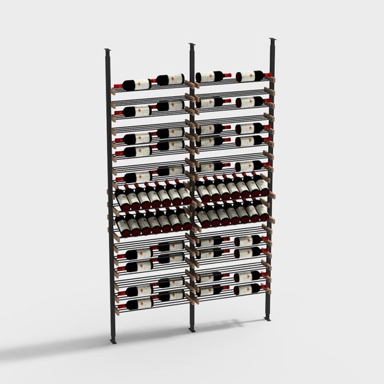 Modern Black Metal Wine Rack 3D model