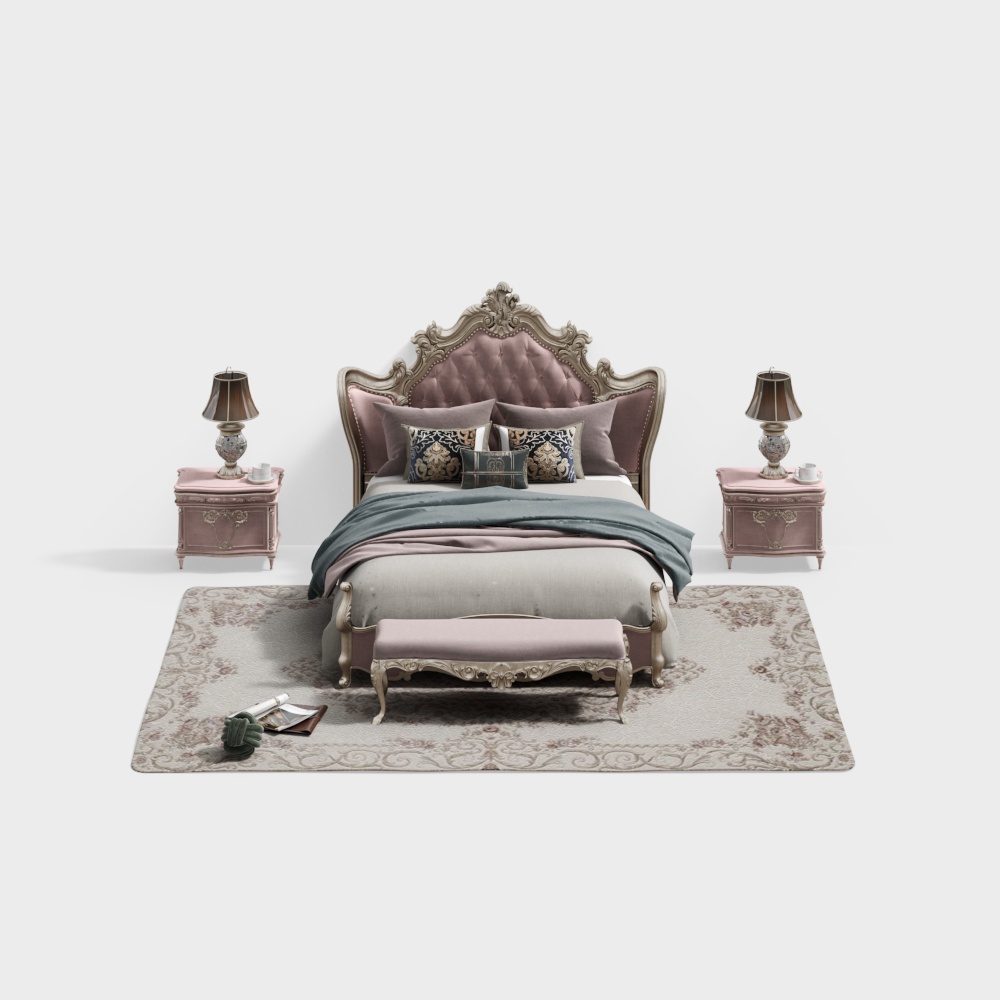 French Light luxury bedroom double bed