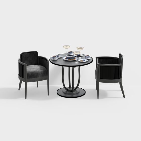 Minimalist Coffee Table and Chairs 3D Model