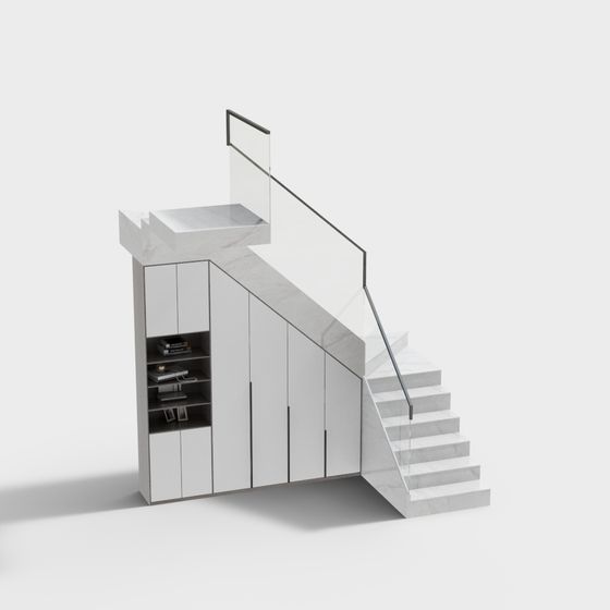 Elegant Low-Poly Staircase 3D model for Modern Spaces