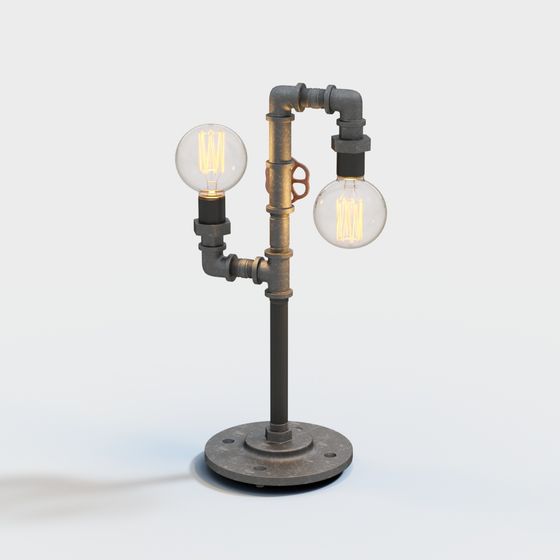 Vintage Pipe Table Lamp 3D model