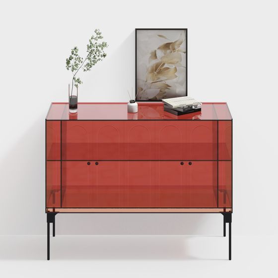 Transparent Red Cabinet 3D model