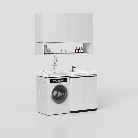 Stylish Minimalist Laundry Cabinet 3D model