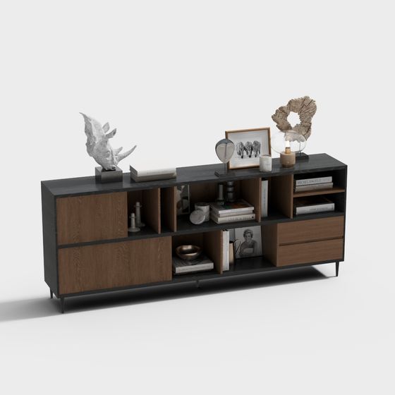 Elegant Low-Poly TV Cabinet 3D model