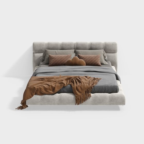 Elegant Low-Poly Bed 3D Model for Modern Interiors