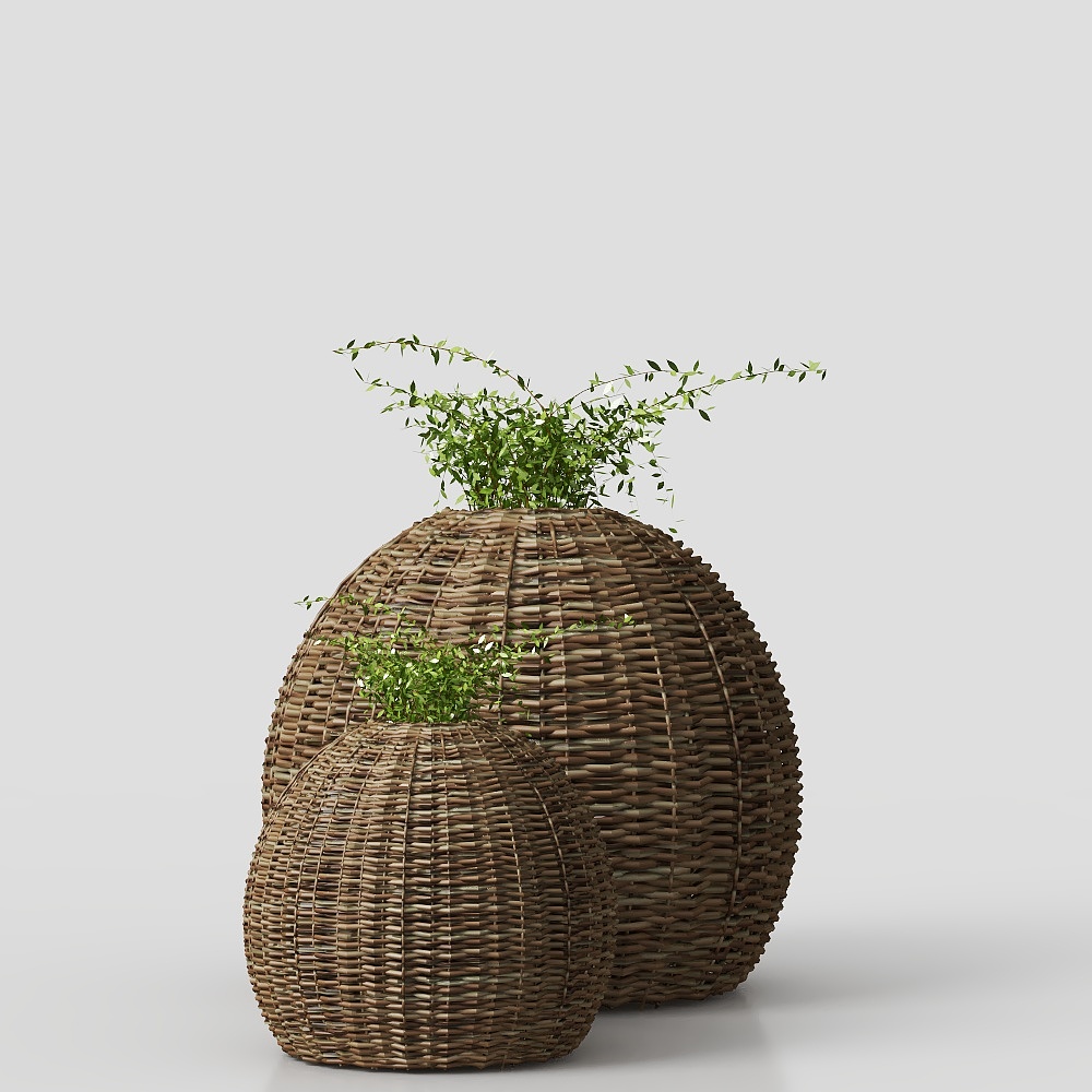 Jarrón de ratán para jardín