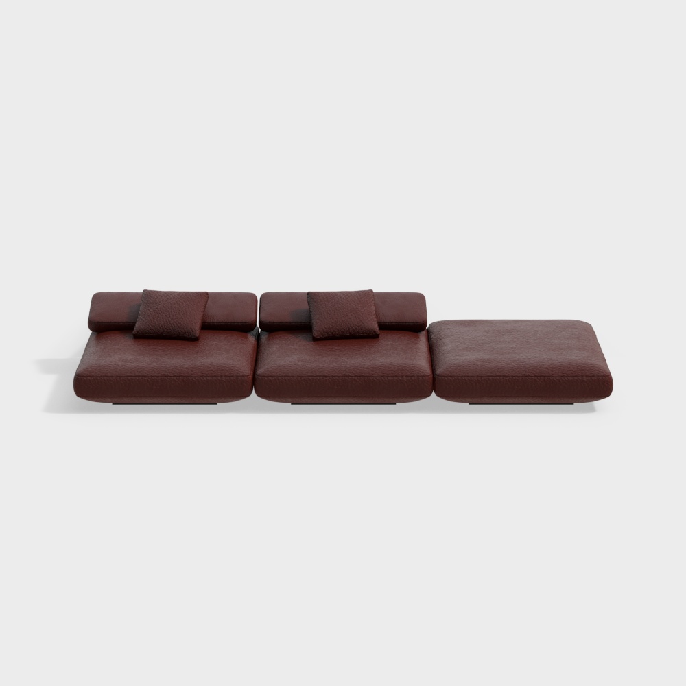 Modern living room Red three-person sofa