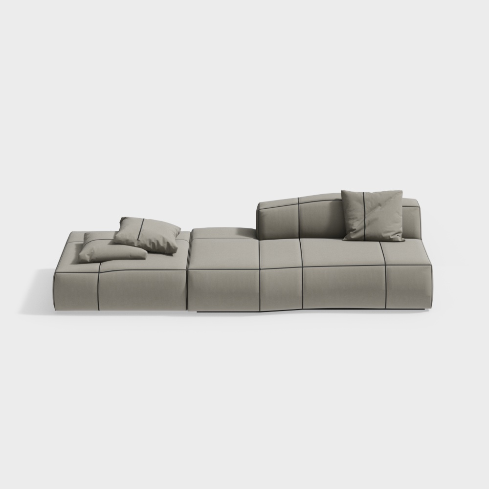 Black, white and grey living room armless multi-person sofa