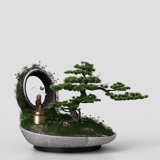 Zen-Inspired Low-Poly Tree 3D Model for Tranquil Spaces