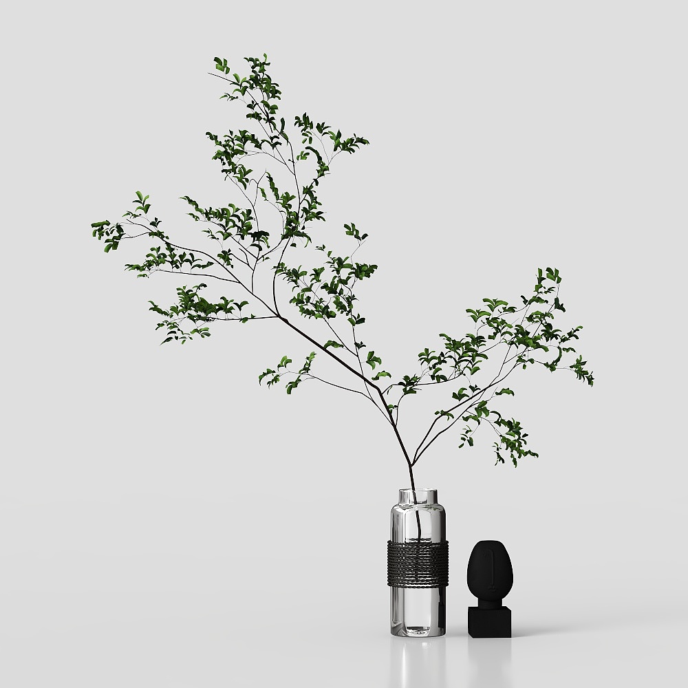 Simple living room vase green plant