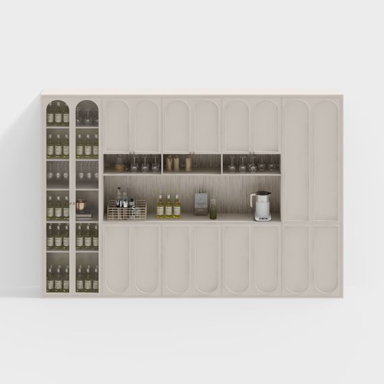 Elegant Low Polygon Bar Cabinet 3D model
