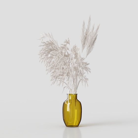 Glass Vase with Pampas Grass 3D model