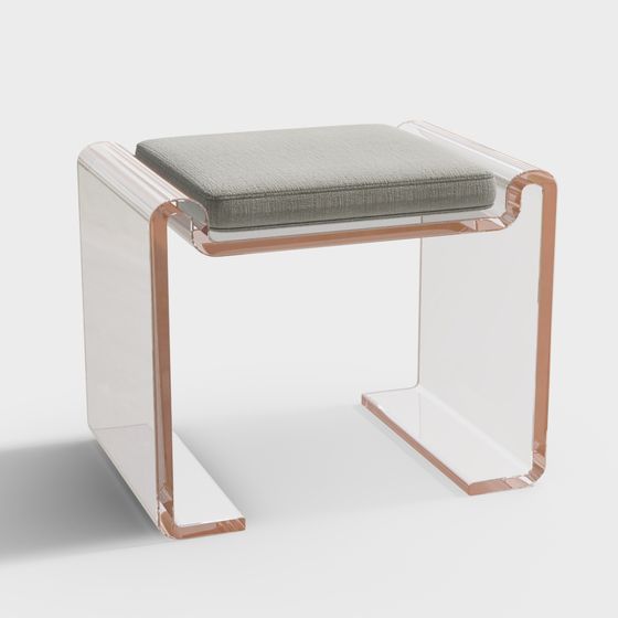 Stylish Transparent Plastic Stool 3D model for Modern Spaces
