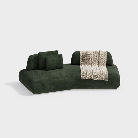 Stylish Low-Poly Green Sofa 3D model for Modern Interiors