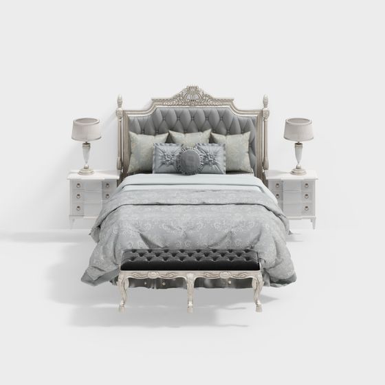 Elegant Baroque Bed 3D model for Dreamy Bedrooms
