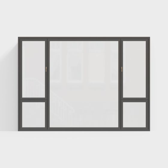 Low-Poly Glass Sliding Door 3D Model