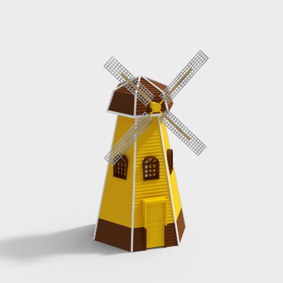 Whimsical Low-Poly Windmill 3D model