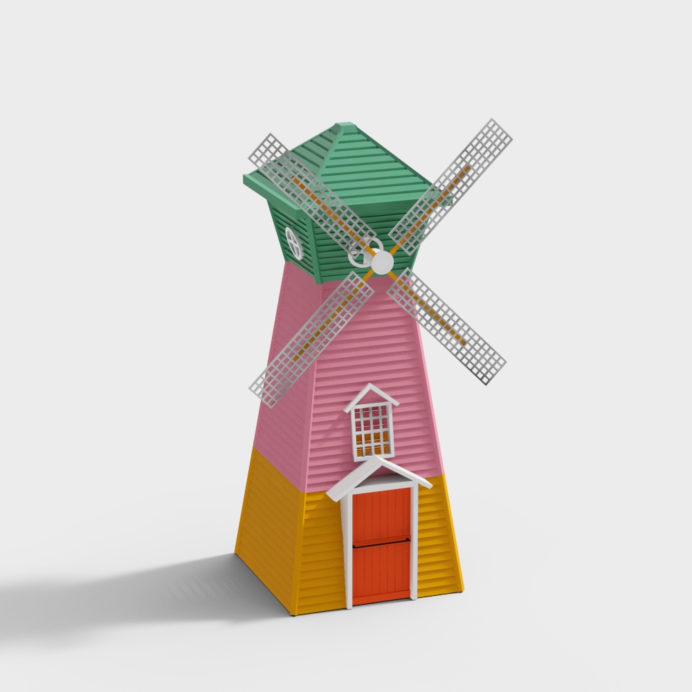 Colorful Low-Poly Windmill 3D model
