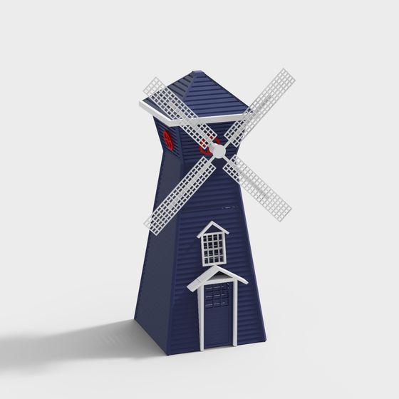 Elegant Low-Poly Windmill 3D Model for Creative Projects