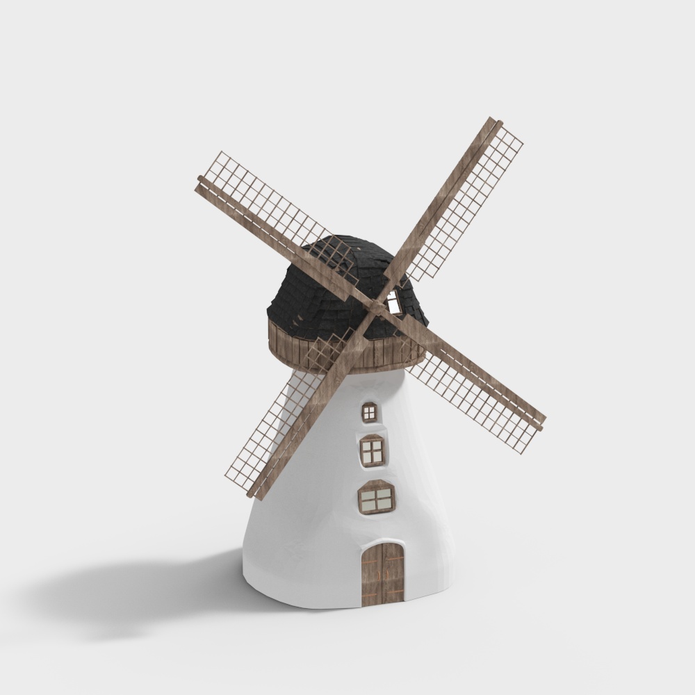 Charming Low-Polygon Windmill 3D Model