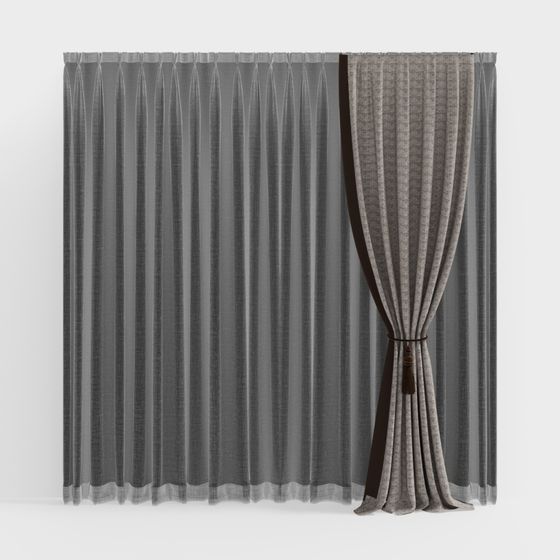 Elegant Gray Curtain 3D model