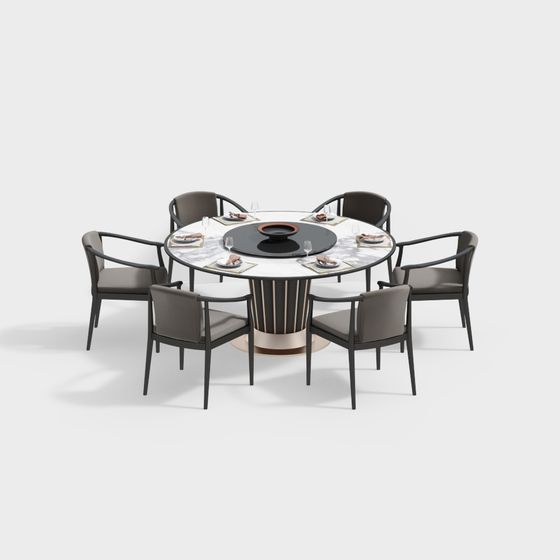 Elegant City Dining Table 3D Model for Contemporary Interiors