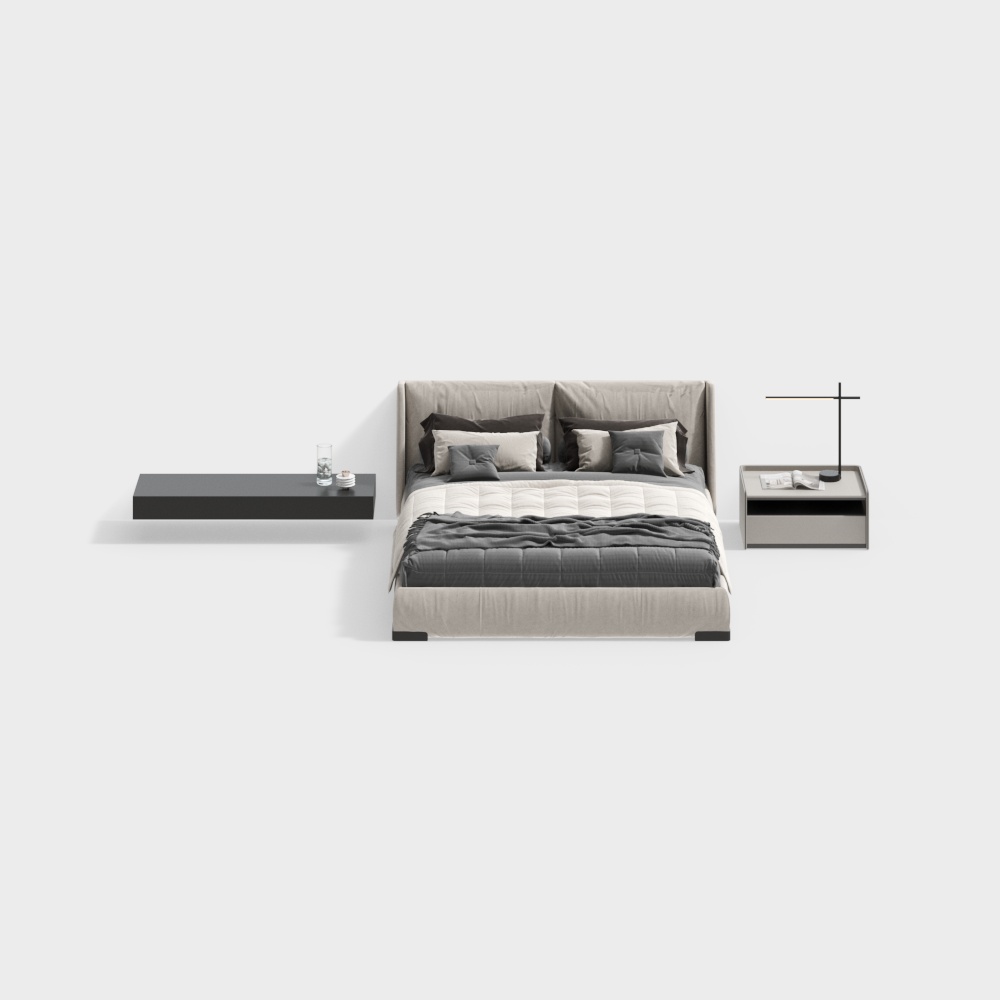 Modern bedroom with double bed