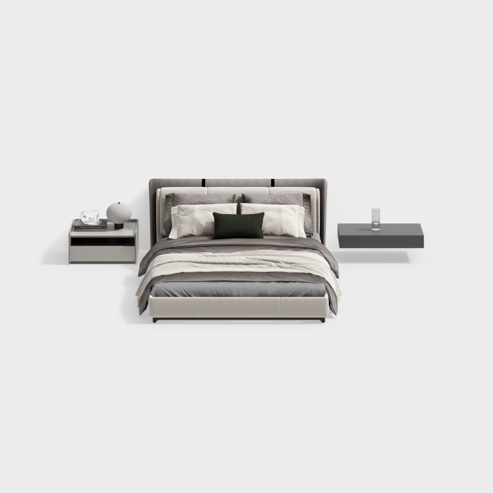 Modern bedroom with double bed