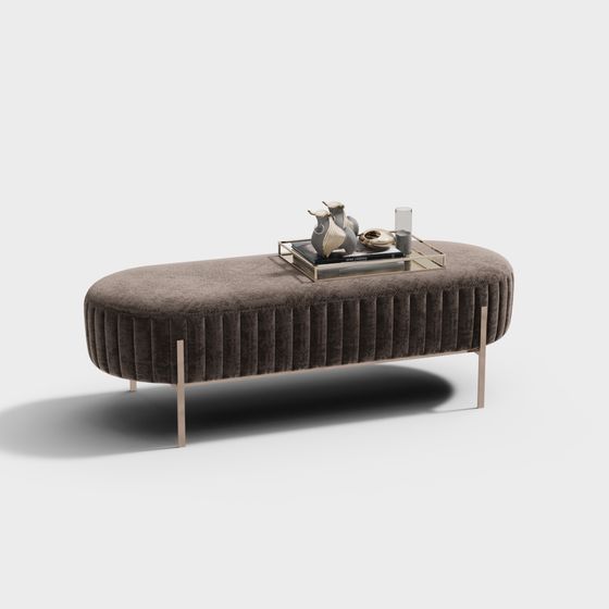 Elegant Oval Ottoman 3D model