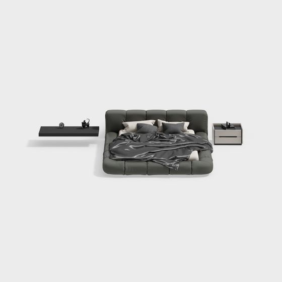 モダンなダブルベッドのある寝室