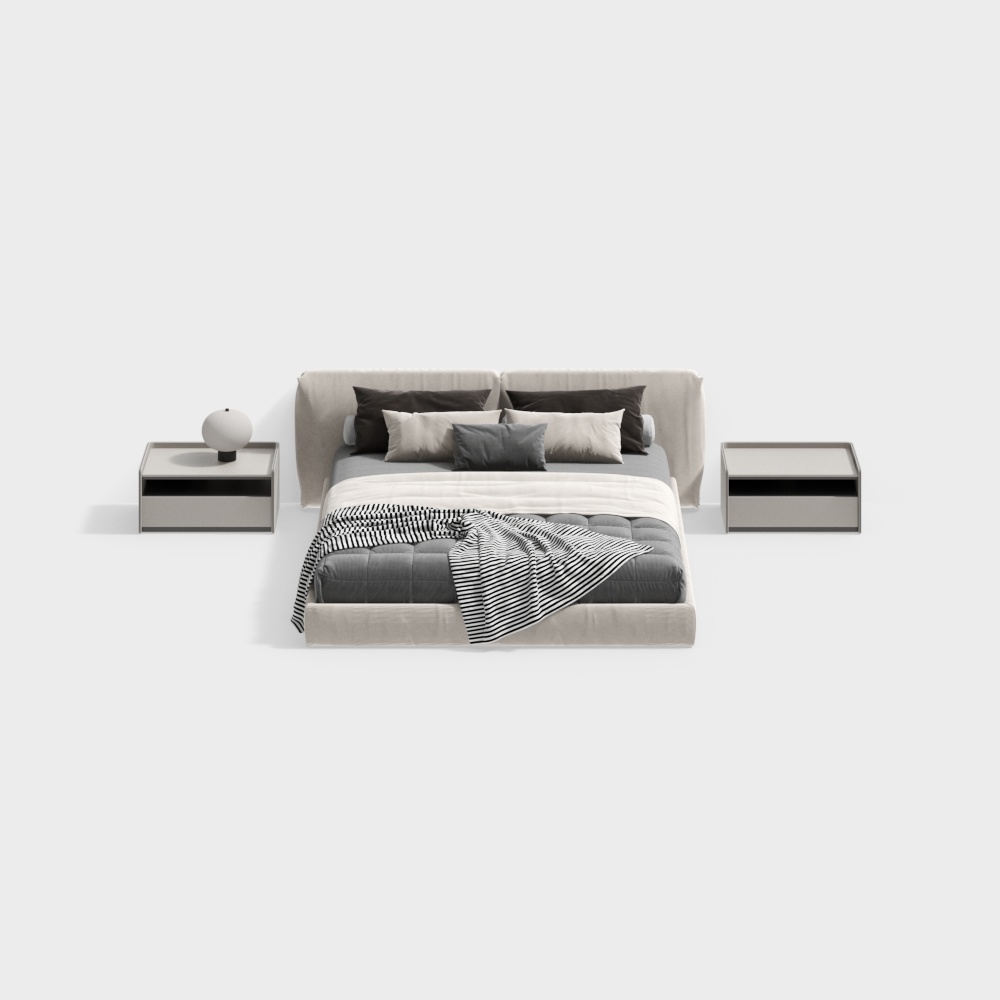 Modern bedroom with double bed