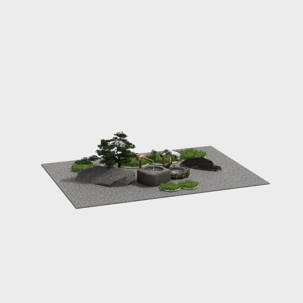 Low Polygon Japanese Zen Garden 3D model