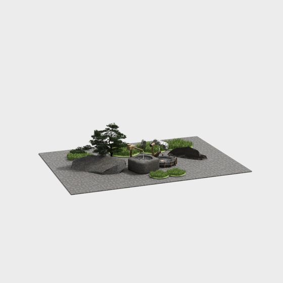 Low Polygon Japanese Zen Garden 3D model