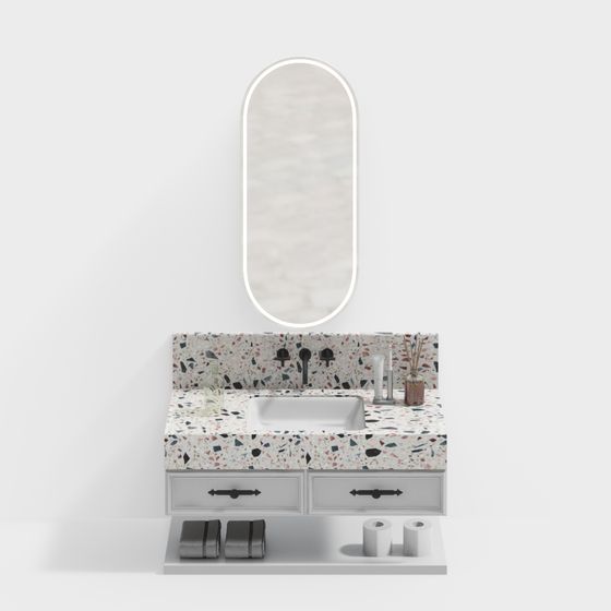 Stylish Bathroom Cabinet 3D model with Unique Design
