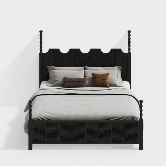 Black French Vintage Double Bed