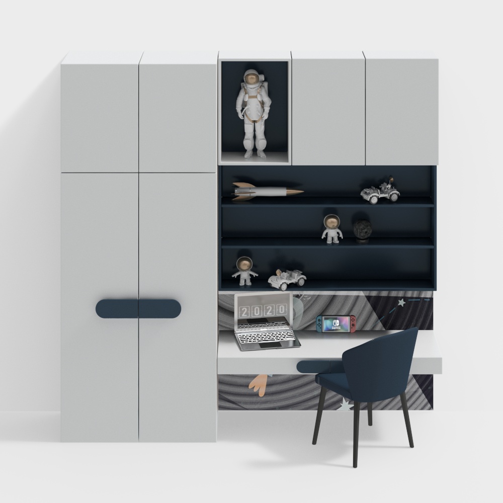 Modern study blue desk and chair