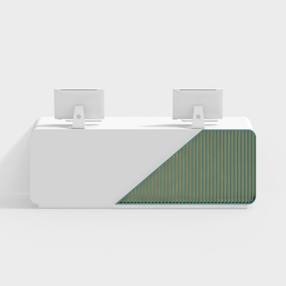 Chic Dual-Screen Office Desk 3D model for Modern Workspaces