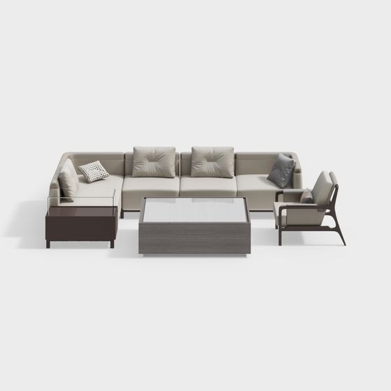 Modern Brown Chinese Lounge Sofa Combination 3D Model