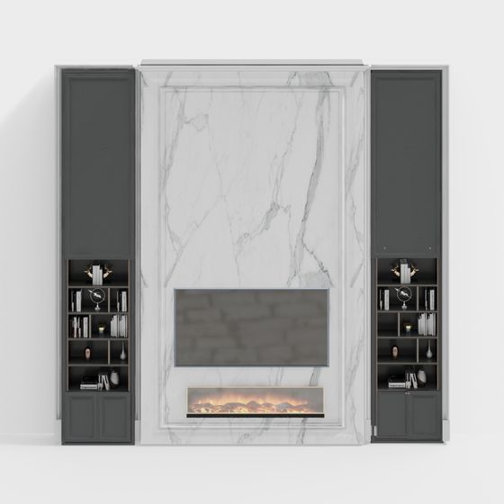 Urban Living Room Fireplace 3D model for Modern Spaces