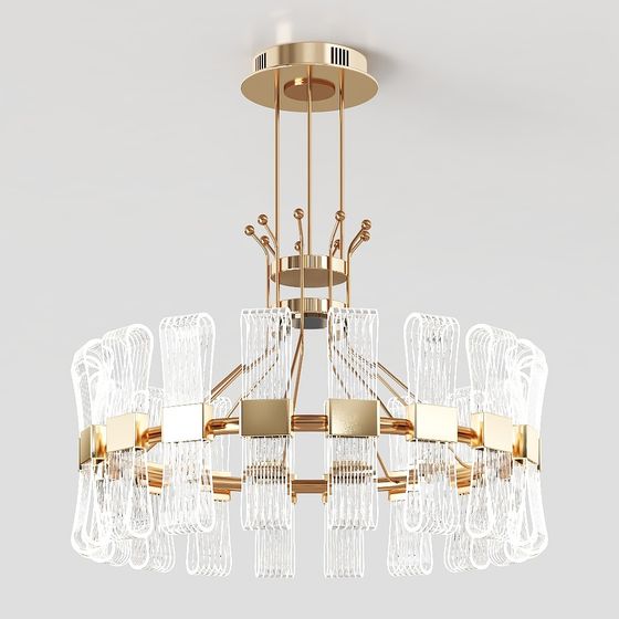 Elegant Crystal Pendant Lamp 3D model