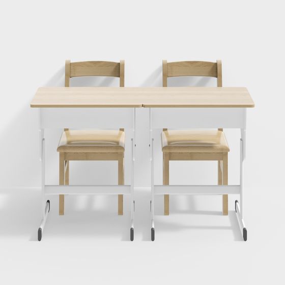 Flexible Study Desk and Chair Set 3D model