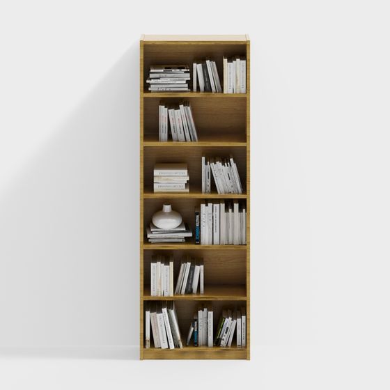 Nordic Dormitory Bookcase 3D Model in Wood Color