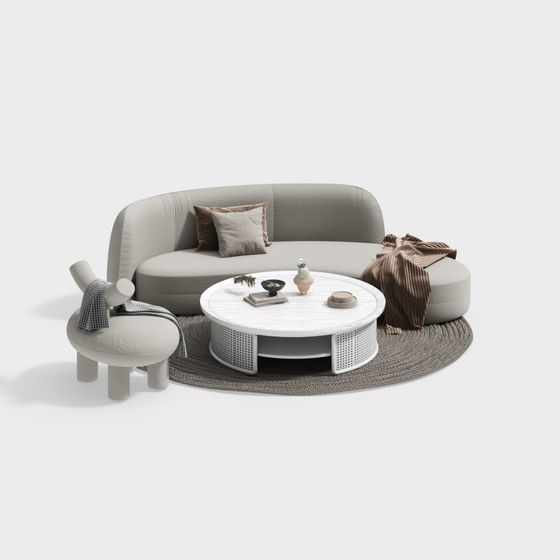 Cozy Curves Low-Poly Sofa 3D model for Modern Spaces