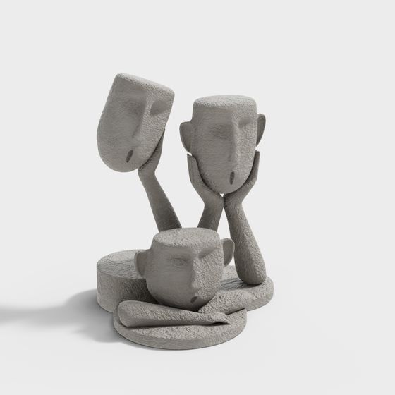 Three-Person Dialogue 3D Model