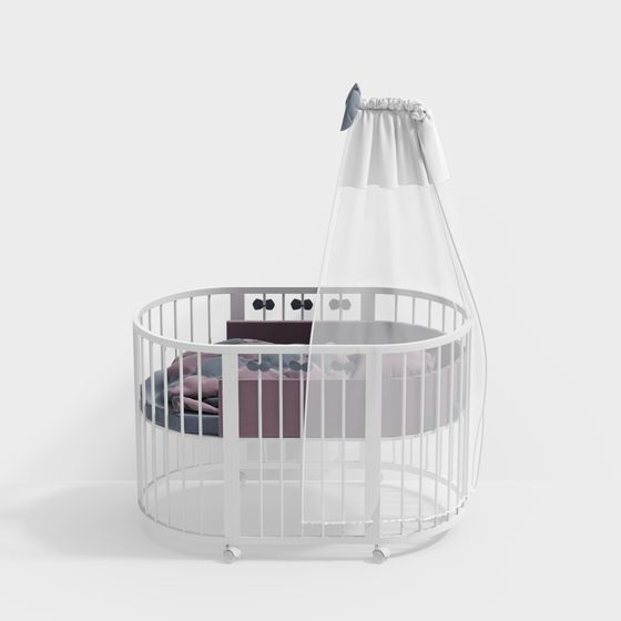Modern Crib 3D Model in Gray for Stylish Nurseries